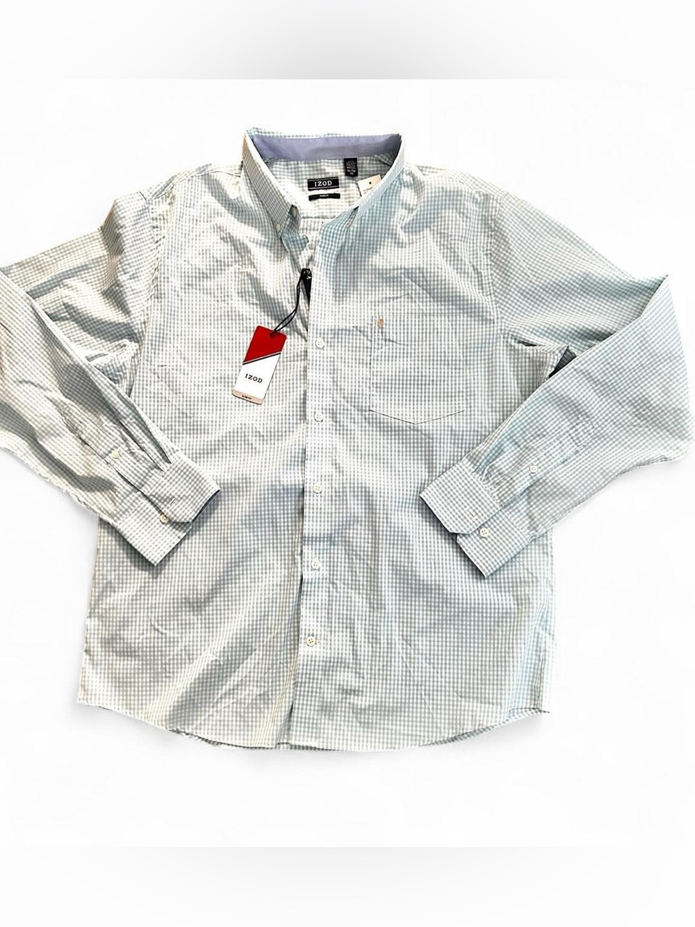 New!!! Izod Blue and white checkered button-up shirt